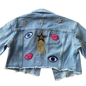 Cropped frayed child denim jacket . NEW